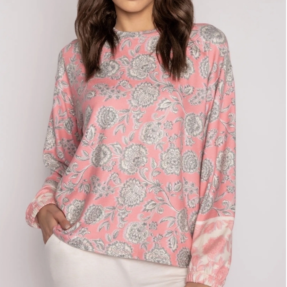 PJ Salvage Paisley Coral Pajama Top NEW Womens Small
